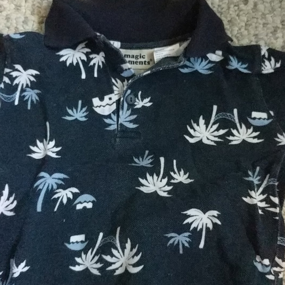 3T tropical set: Palm tree polo & white shorts - Picture 2 of 5